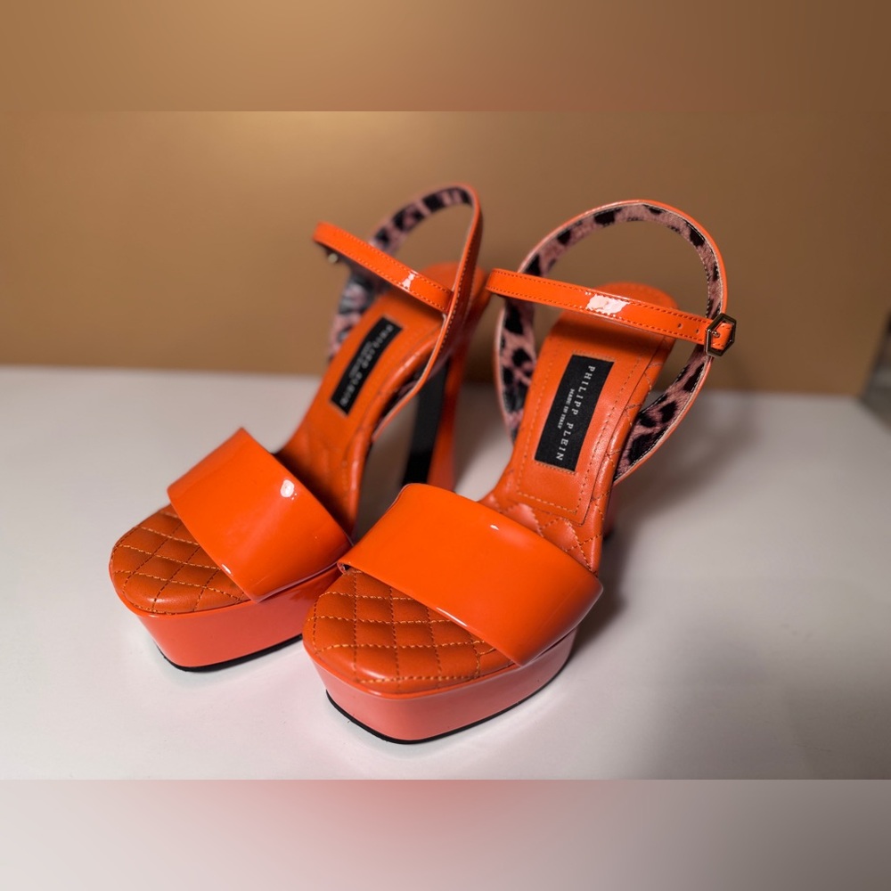Philipp Plein Heels – Leopard & Orange – Size 37.5 – Worn Once